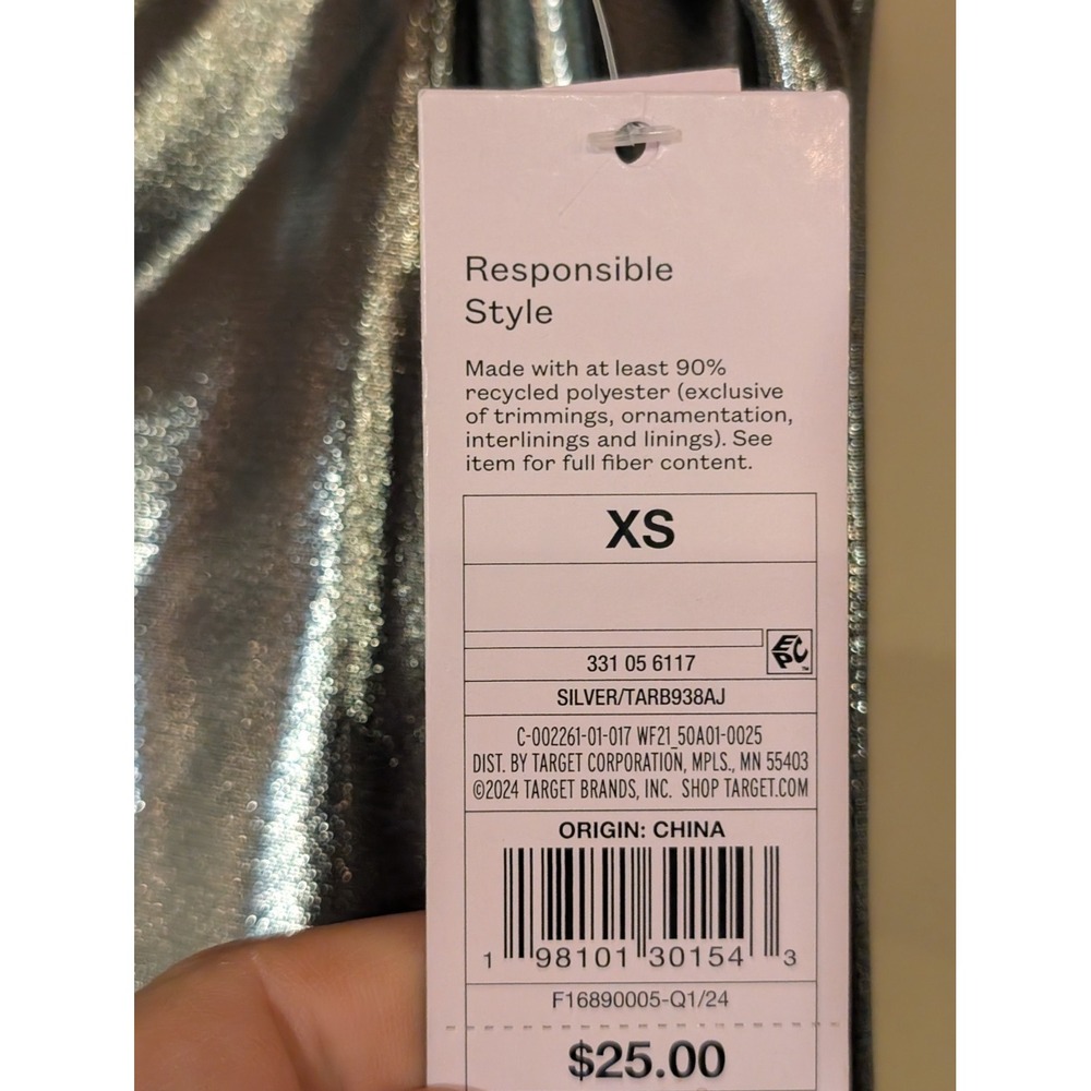 Wild Fable Silver Metallic Maxi Skirt XS | NWT | Recycled Polyester | Target‎ - Picture 4 of 6